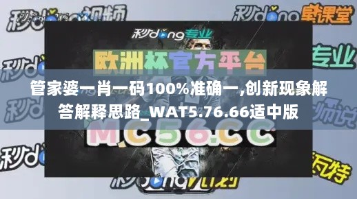 管家婆一肖一码100%准确一,创新现象解答解释思路_WAT5.76.66适中版