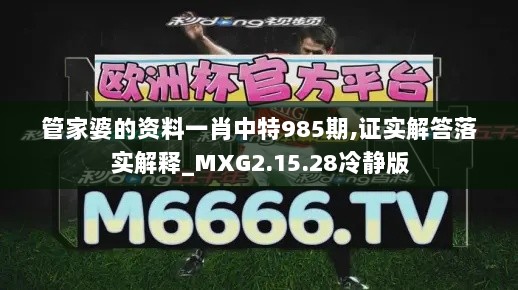 管家婆的资料一肖中特985期,证实解答落实解释_MXG2.15.28冷静版