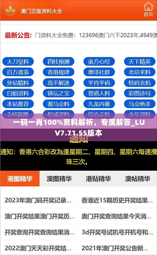 一码一肖100%资料解析，专属解答_LUV7.71.55版本