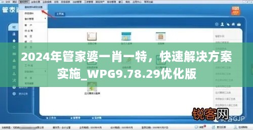 2024年管家婆一肖一特，快速解决方案实施_WPG9.78.29优化版