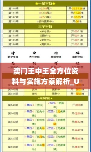 澳门王中王全方位资料与实施方案解析_UPK3.72.96动画版