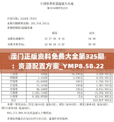 澳门正版资料免费大全第325期：资源配置方案_YMP8.58.22工具版