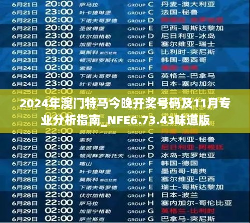 2024年澳门特马今晚开奖号码及11月专业分析指南_NFE6.73.43味道版