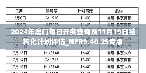 2024年澳门每日开奖查询及11月19日结构化计划评估_NFR9.40.25专版