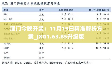 澳门今晚开奖：11月19日精准解析方案_JXG1.63.85升级版