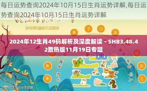 2024年12生肖49码解析及深度解读 – SHB3.48.42散热版11月19日专题