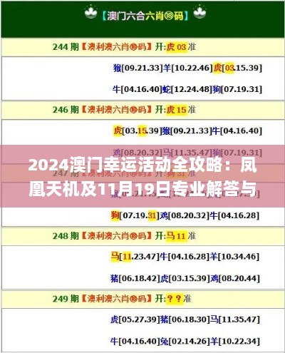 2024澳门幸运活动全攻略：凤凰天机及11月19日专业解答与步骤解析_AVD7.77.38升级版