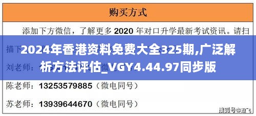 2024年香港资料免费大全325期,广泛解析方法评估_VGY4.44.97同步版