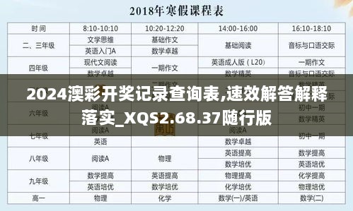 2024澳彩开奖记录查询表,速效解答解释落实_XQS2.68.37随行版