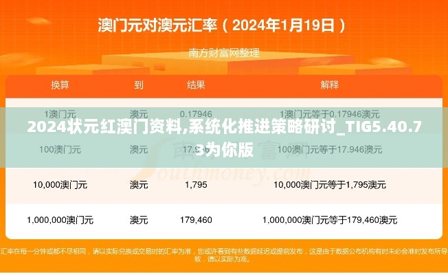 2024状元红澳门资料,系统化推进策略研讨_TIG5.40.73为你版