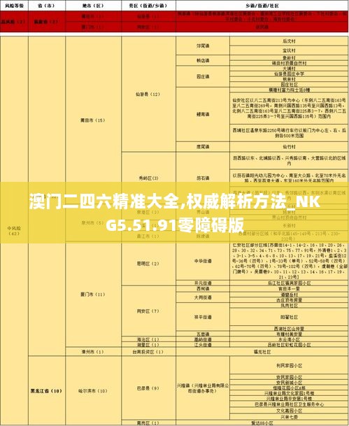 澳门二四六精准大全,权威解析方法_NKG5.51.91零障碍版