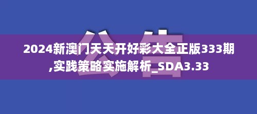 2024新澳门天天开好彩大全正版333期,实践策略实施解析_SDA3.33