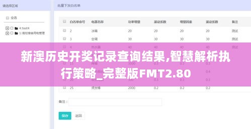 新澳历史开奖记录查询结果,智慧解析执行策略_完整版FMT2.80