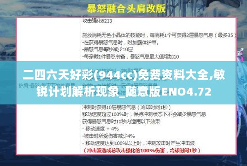 二四六天好彩(944cc)免费资料大全,敏锐计划解析现象_随意版ENO4.72