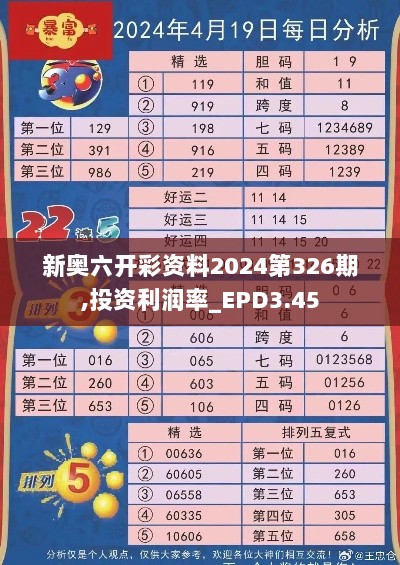 新奥六开彩资料2024第326期,投资利润率_EPD3.45