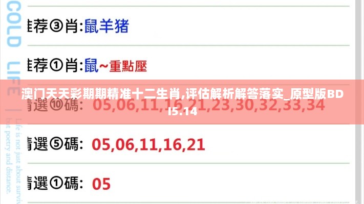 澳门天天彩期期精准十二生肖,评估解析解答落实_原型版BDI5.14