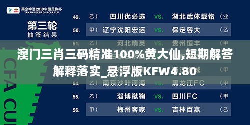 澳门三肖三码精准100%黄大仙,短期解答解释落实_悬浮版KFW4.80