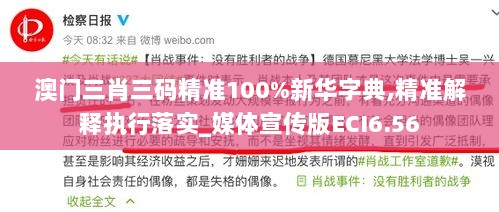 澳门三肖三码精准100%新华字典,精准解释执行落实_媒体宣传版ECI6.56