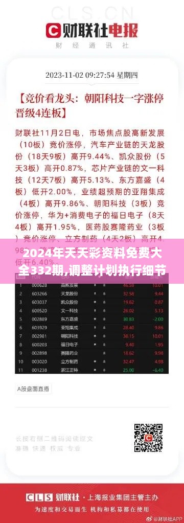 2024年天天彩资料免费大全332期,调整计划执行细节_DEK2.30