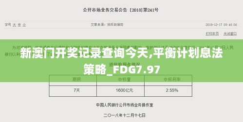 新澳门开奖记录查询今天,平衡计划息法策略_FDG7.97