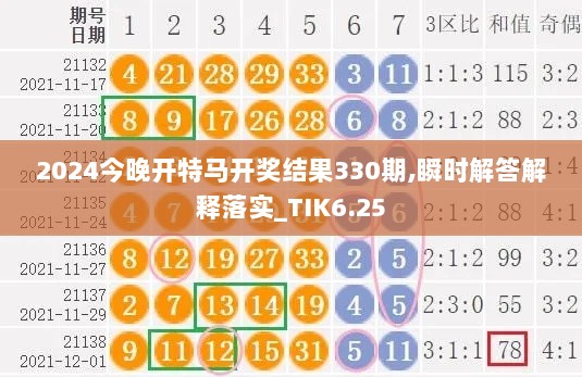 2024今晚开特马开奖结果330期,瞬时解答解释落实_TIK6.25