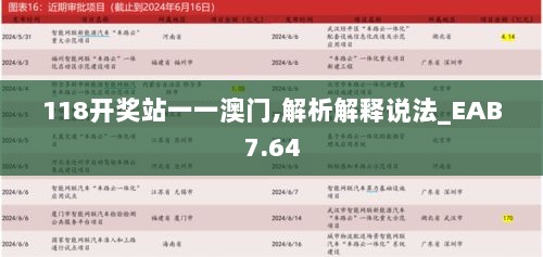 118开奖站一一澳门,解析解释说法_EAB7.64