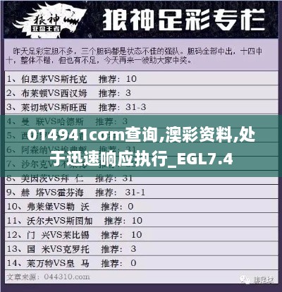 014941cσm查询,澳彩资料,处于迅速响应执行_EGL7.4