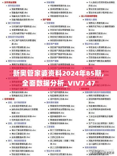 新奥管家婆资料2024年85期,全面数据分析_VIV7.47