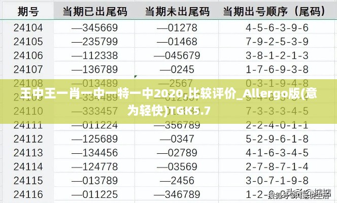 王中王一肖一中一特一中2020,比较评价_Allergo版(意为轻快)TGK5.7