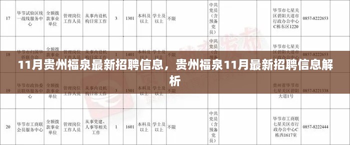 11月贵州福泉最新招聘信息解析，求职者的福音