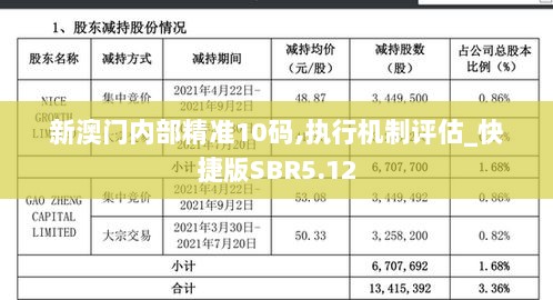 新澳门内部精准10码,执行机制评估_快捷版SBR5.12