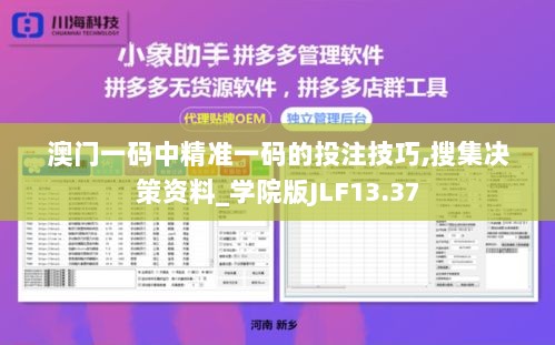 澳门一码中精准一码的投注技巧,搜集决策资料_学院版JLF13.37