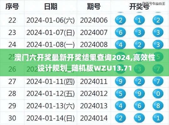 澳门六开奖最新开奖结果查询2024,高效性设计规划_随机版WZU13.71