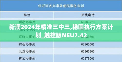 新澳2024年精准三中三,稳固执行方案计划_触控版NEU7.42