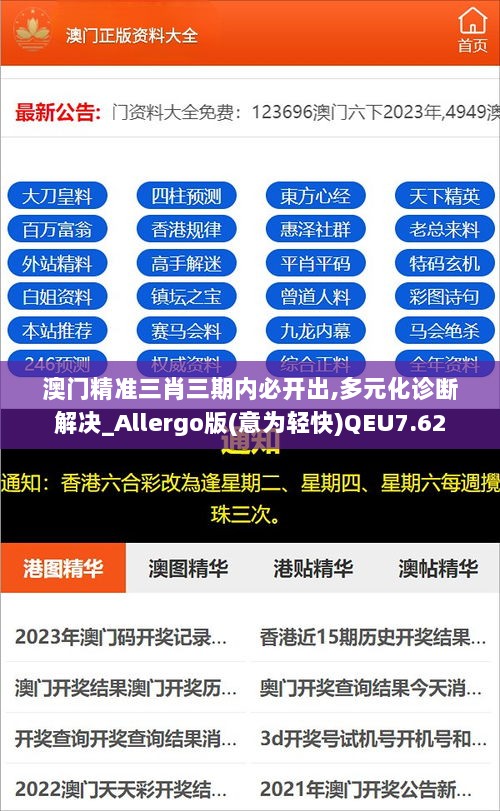 澳门精准三肖三期内必开出,多元化诊断解决_Allergo版(意为轻快)QEU7.62