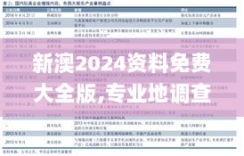 新澳2024资料免费大全版,专业地调查详解_加速版MIS7.31