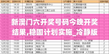 新澳门六开奖号码今晚开奖结果,稳固计划实施_冷静版NLE13.23