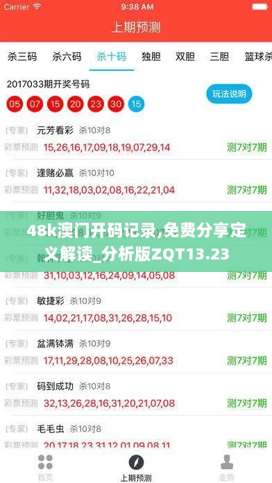 48k澳门开码记录,免费分享定义解读_分析版ZQT13.23