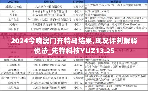 2024今晚澳门开特马结果,现况评判解释说法_先锋科技YUZ13.25