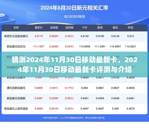 2024年11月30日移动最新卡评测与介绍