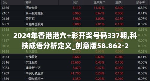 2024年香港港六+彩开奖号码337期,科技成语分析定义_创意版58.862-2