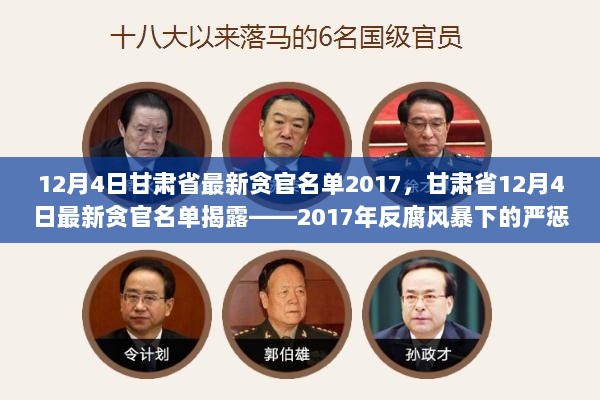 2017年甘肃省12月4日反腐风暴下的贪官名单揭露，严惩行动的最新进展