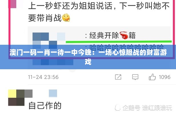澳门一码一肖一待一中今晚：一场心惊胆战的财富游戏