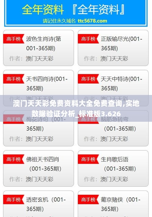 澳门天天彩免费资料大全免费查询,实地数据验证分析_标准版3.626