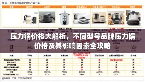 压力锅价格大解析，不同型号品牌压力锅价格及其影响因素全攻略