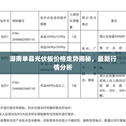 湖南单晶光伏板价格走势揭秘，最新行情分析