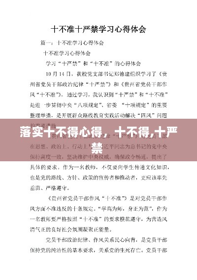 落实十不得心得，十不得,十严禁 